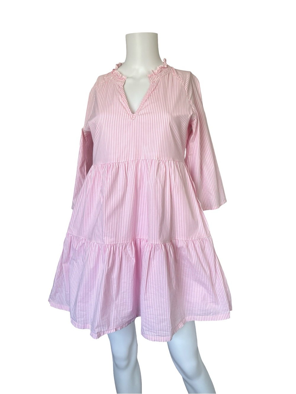 Spartina 449 Babydoll Dress Pink White Stripes Cotton Womens Size Small